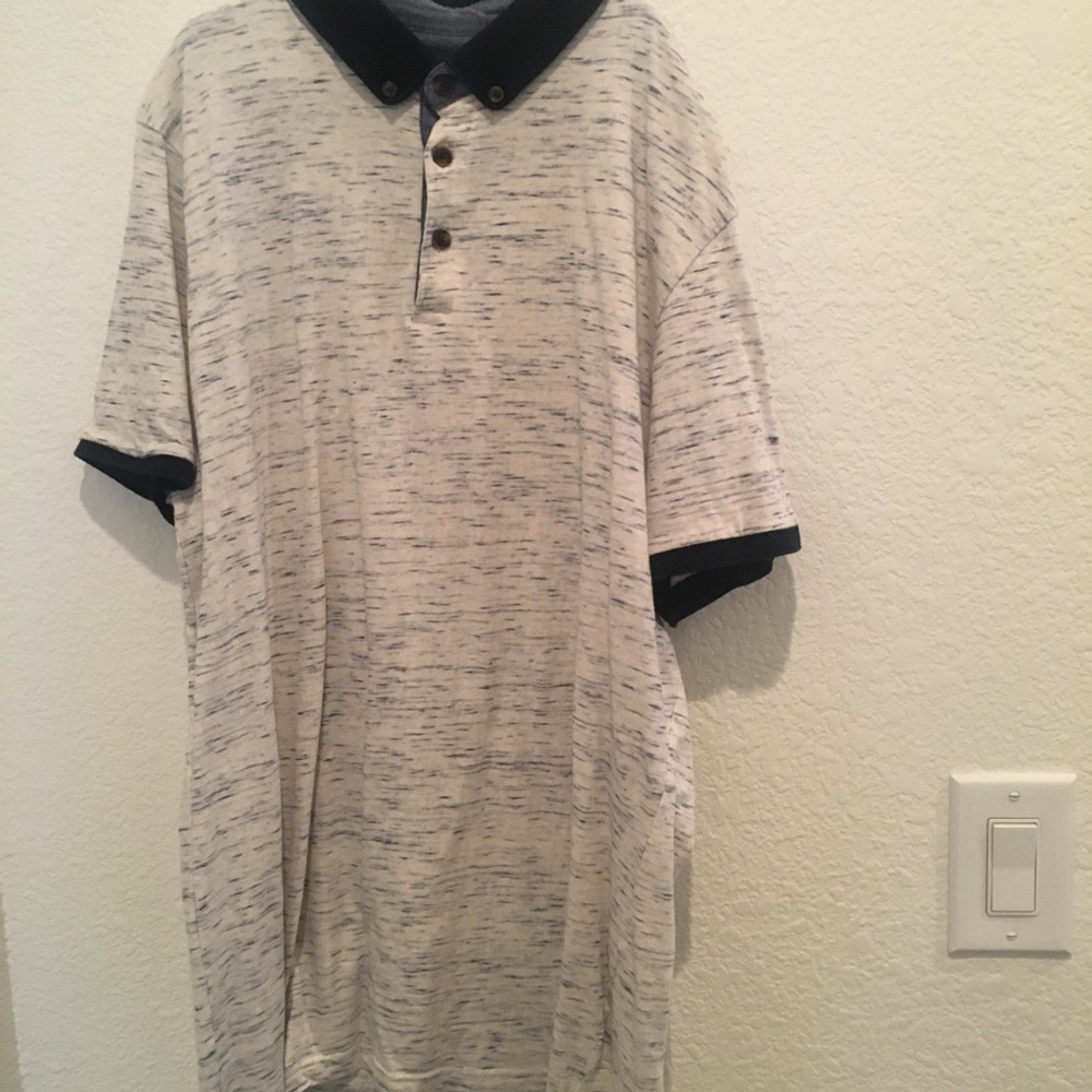 Denim & Flower white and blue polo size: L